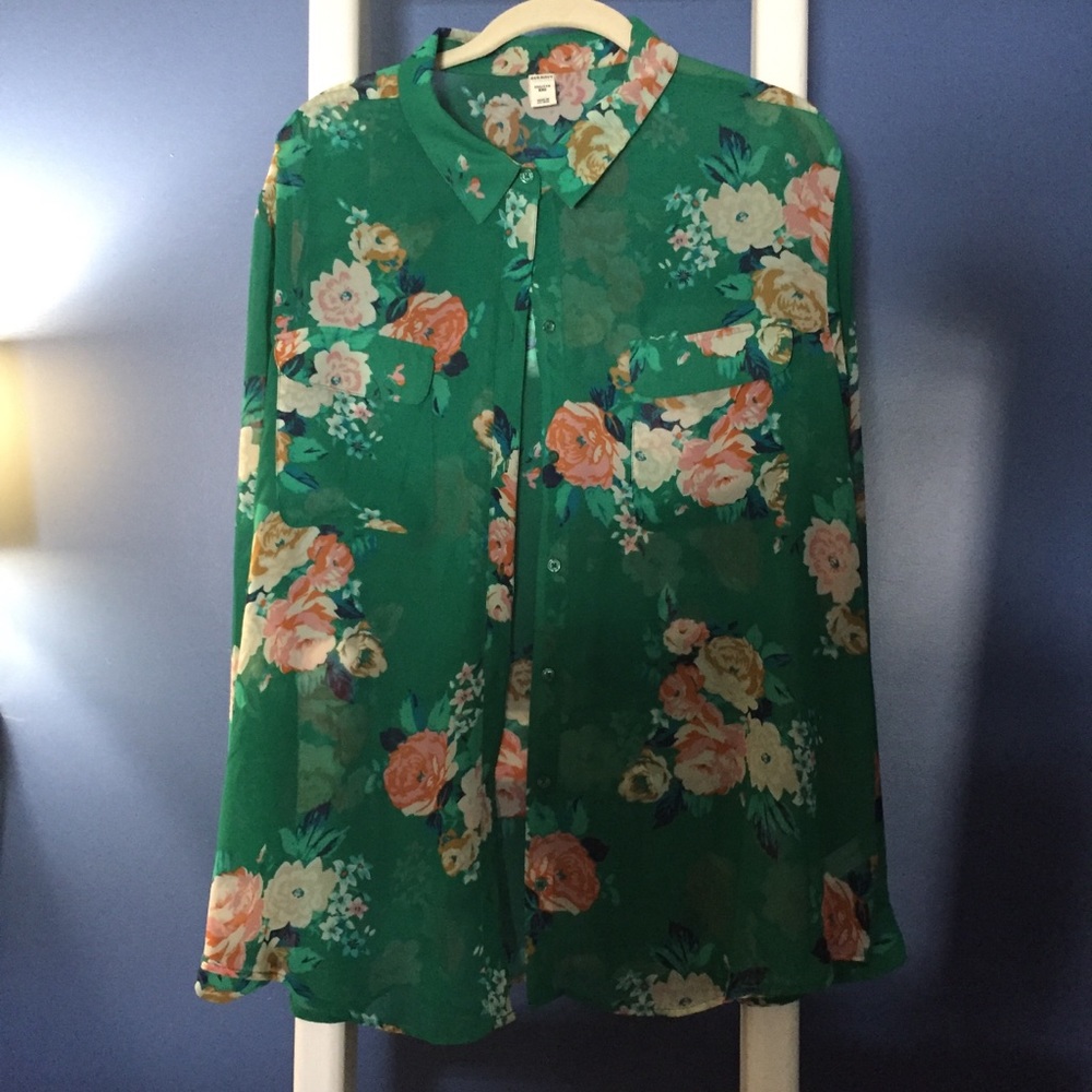 Flower button up blouse